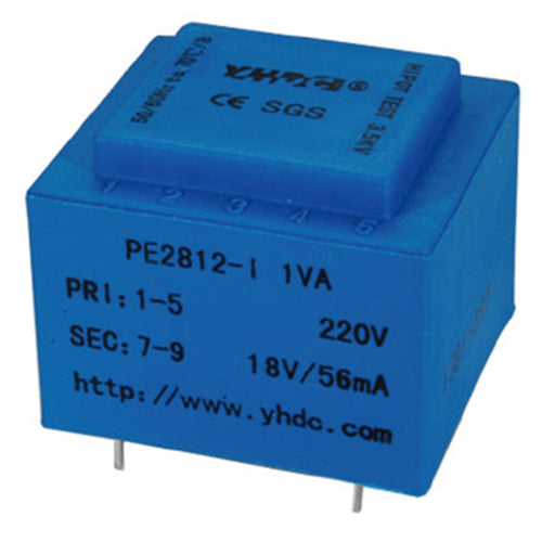 PE series PCB safety isolation transformer PE2812-I 110V/220V/230V 1VA - PowerUC