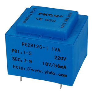 PE series PCB safety isolation transformer PE2812S-I 110V/220V/230V 1.5VA - PowerUC