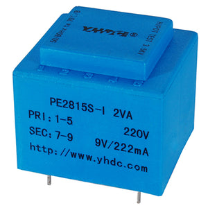 PE series PCB safety isolation transformer PE2815S-I 110V/220V/230V 2VA - PowerUC