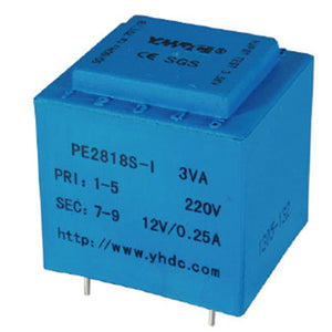 PE series PCB safety isolation transformer PE2818S-I 110V/220V/230V 3VA - PowerUC