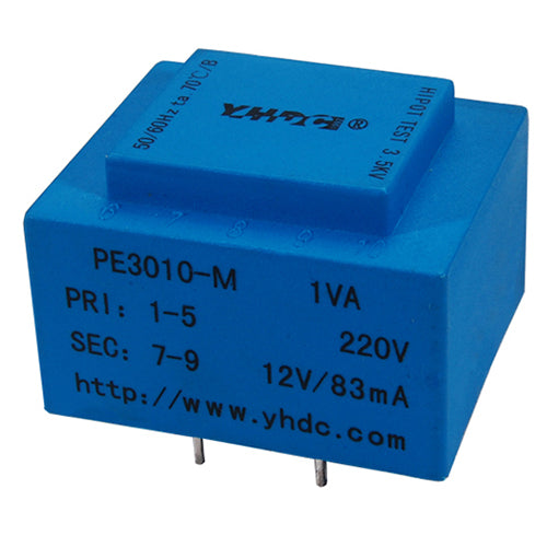 PE series PCB safety isolation transformer PE3010-M 110V/220V/230V 1VA - PowerUC