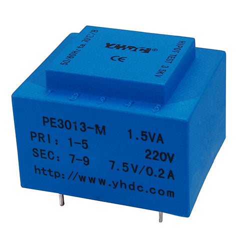 PE series PCB safety isolation transformer PE3013-M 110V/220V/230V 1.5VA - PowerUC
