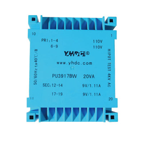 PU series flat type isolation transformer PU3917BW 110V×2/115V×2 24VA - PowerUC