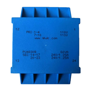 PU series flat type isolation transformer PU4830B 110V×2/115V×2 60VA